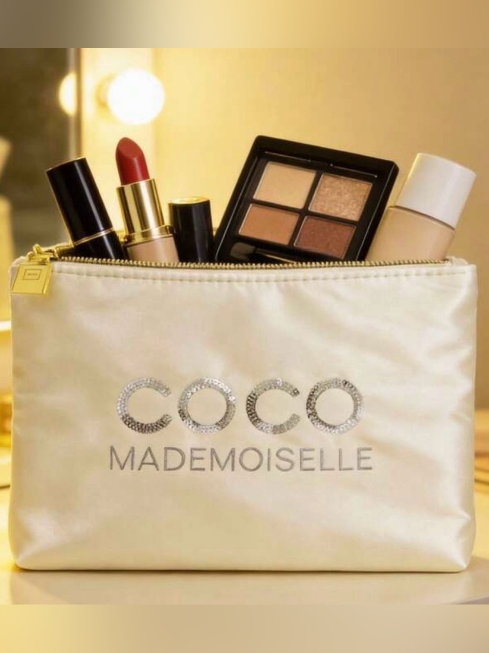 Chanel Coco Mademoiselle Cream Cosmetic Pouch